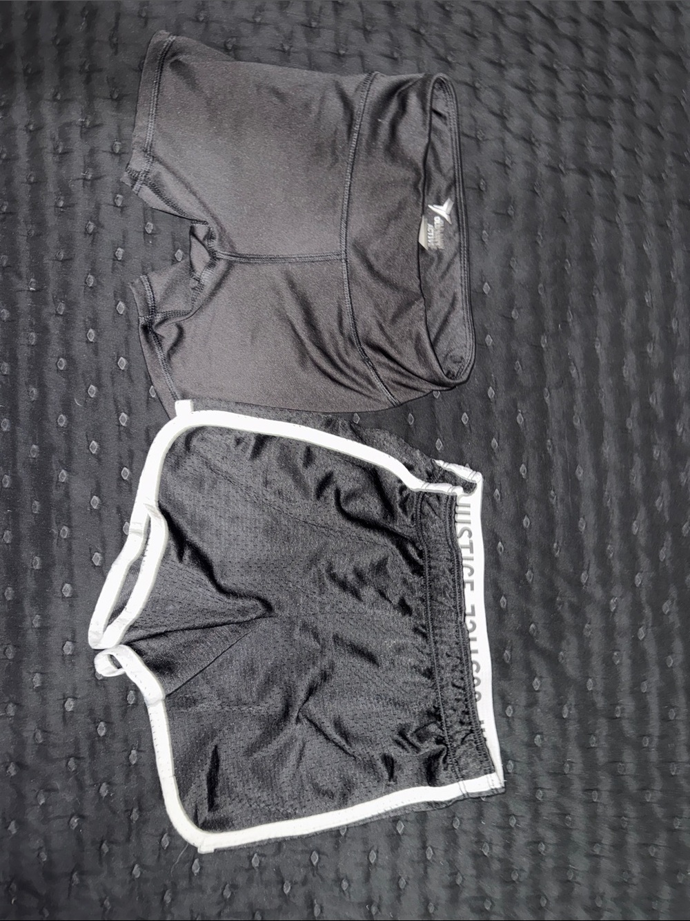 Justice Black Shorts Set with White Trim